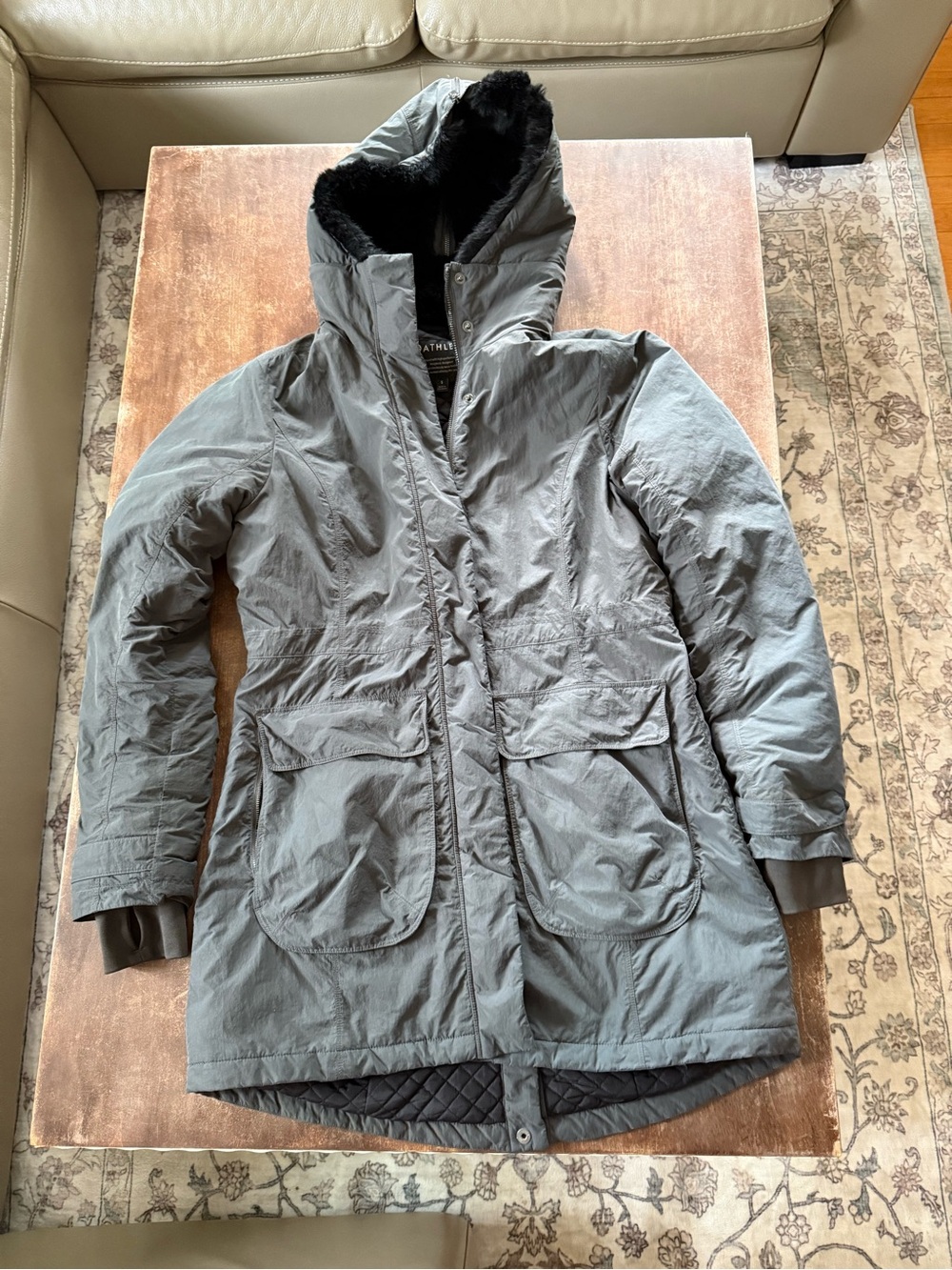 Athleta Women's Gray Hooded Puffer Parka